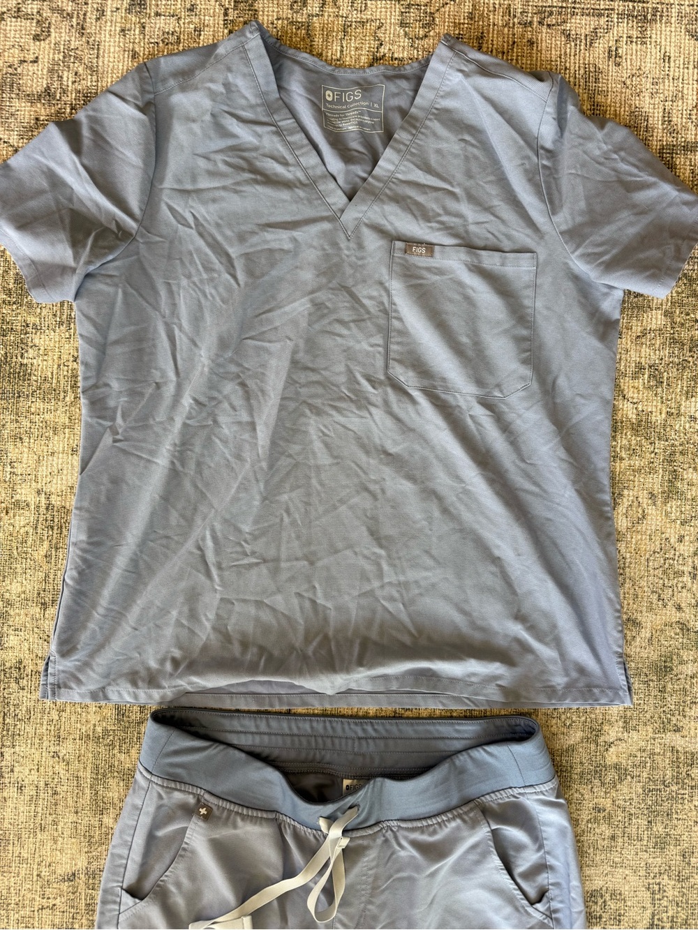 FIGS Vapor Light Blue Srub Set Nurse Medical XL Top Large Petite Bottoms 2 Piece - Picture 4 of 8